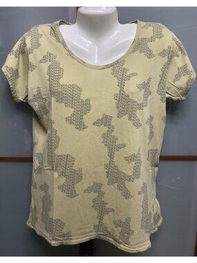 Stussy Vintage World Tour Typography Cities Continents Tan Womens M/L Top Shirt